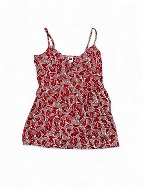 Gap Y2K BabyDoll strap tank top cami Red Leaf-Print Spaghetti size small